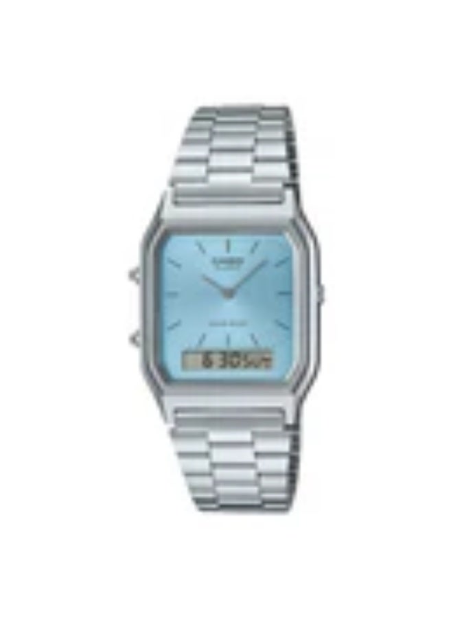 Casio AQ-230A-2A1MQY Blue Dial Unisex Analog Quartz Watch with Stainless Steel Strap